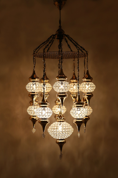 11in1 Elegant Gold Design Crystal Stony Chandelier